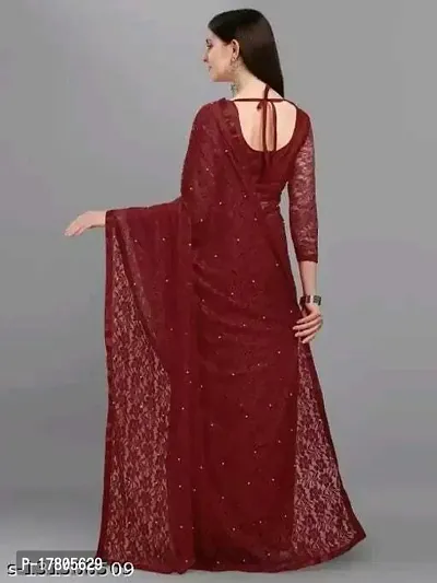 Women Stylish Net Printed Saree with Blouse piece-thumb3