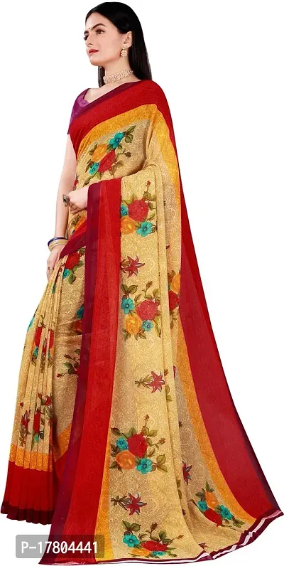 Women Stylish Georgette Printed Saree with Blouse piece-thumb0