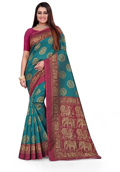 Glamorous Art Silk Saree with Blouse piece 