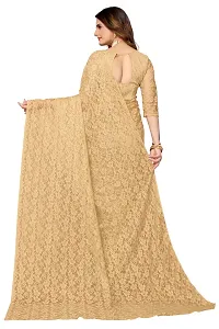 Stylish Beige Cotton Silk Solid Saree with Blouse piece For Women-thumb3