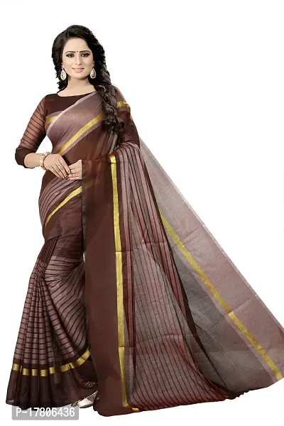 Women Stylish Cotton Silk Self Pattern Saree with Blouse piece-thumb3