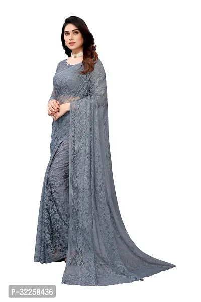 Stylish Grey Cotton Silk Solid Saree with Blouse piece For Women-thumb2