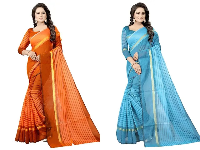 New In Cotton Silk Saree with Blouse piece 