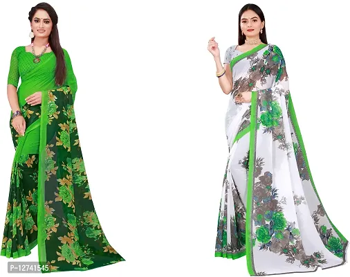 Stylish Fancy Georgette Saree With Blouse Piece For Women Pack Of 2