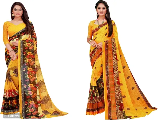 Women Stylish Georgette Printed Saree with Blouse piece-thumb0