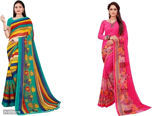 Stylish Fancy Georgette Saree With Blouse Piece For Women Pack Of 2