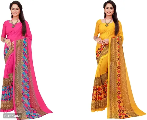 Stylish Fancy Georgette Saree With Blouse Piece For Women Pack Of 2-thumb0