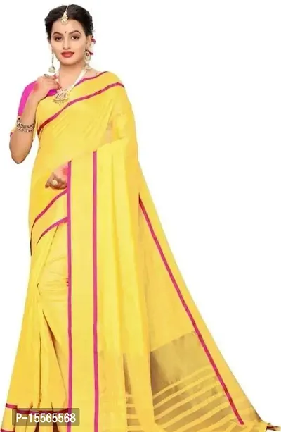 Stylish Fancy Cotton Silk Saree With Blouse Piece For Women