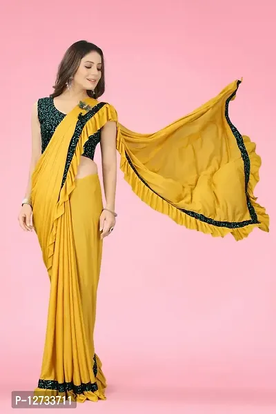 Stylish Fancy Lycra Blend Saree With Blouse Piece For Women Pack Of 1-thumb5