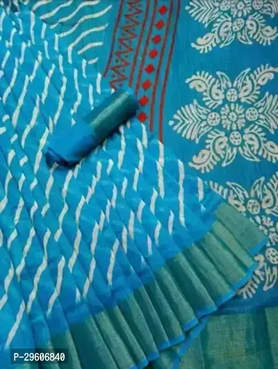 Beautiful Cotton Silk Saree With Blouse Piece For Women-thumb0