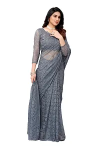 Stylish Grey Cotton Silk Solid Saree with Blouse piece For Women-thumb2