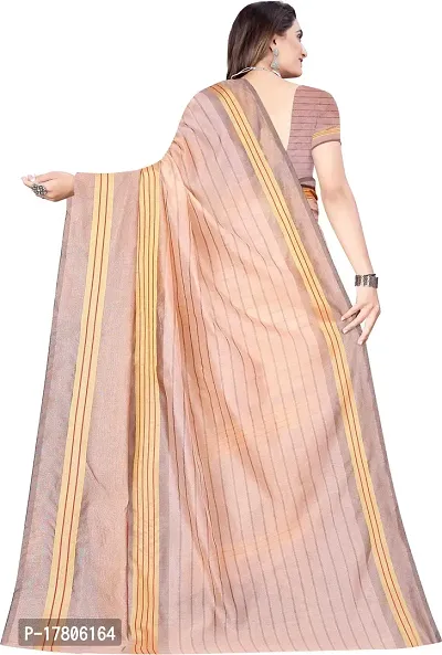 Women Stylish Cotton Silk Striped Saree with Blouse piece-thumb3