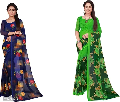 Stylish Fancy Georgette Saree With Blouse Piece For Women Pack Of 2