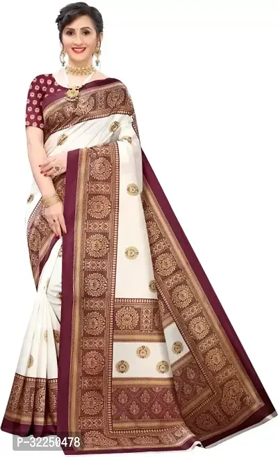 Stylish Maroon Cotton Silk Woven Design Saree with Blouse piece For Women