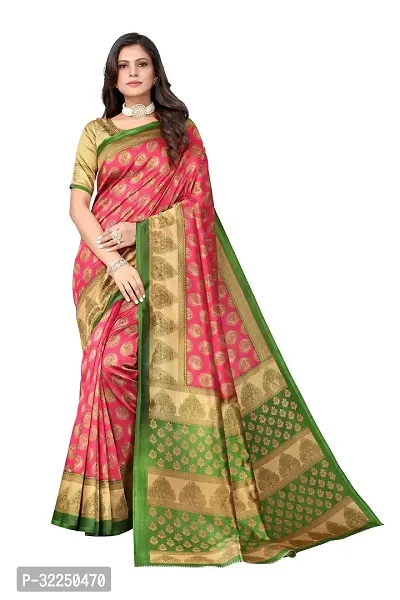 Stylish Pink Cotton Silk Woven Design Saree with Blouse piece For Women