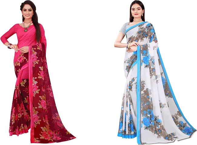 Beautiful Georgette Saree with Blouse piece Pack Of 2