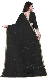 Stylish Black Cotton Silk Embellished Saree with Blouse piece For Women-thumb2