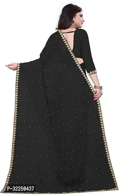 Stylish Black Cotton Silk Embellished Saree with Blouse piece For Women-thumb3