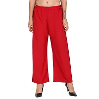 Stunning Red Crepe Solid Palazzo For Women-thumb1