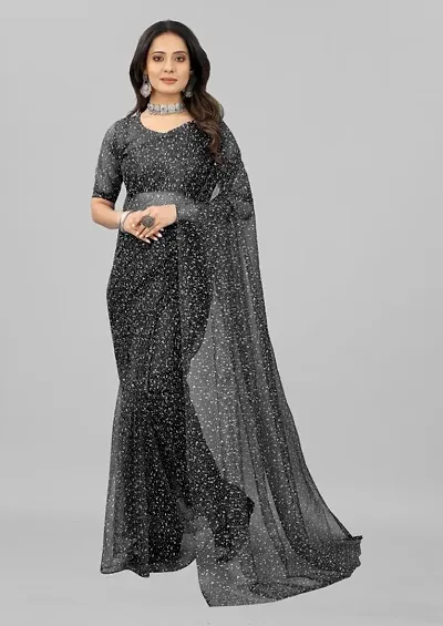 Glamorous Net Saree with Blouse piece 