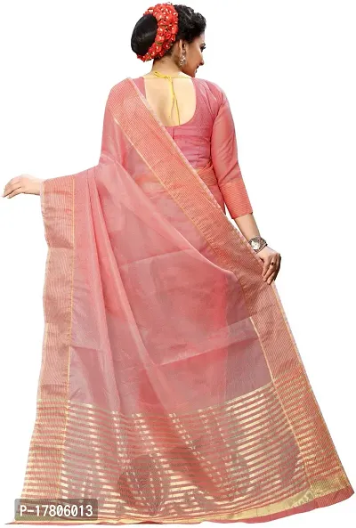 Women Stylish Cotton Silk Striped Saree with Blouse piece-thumb3