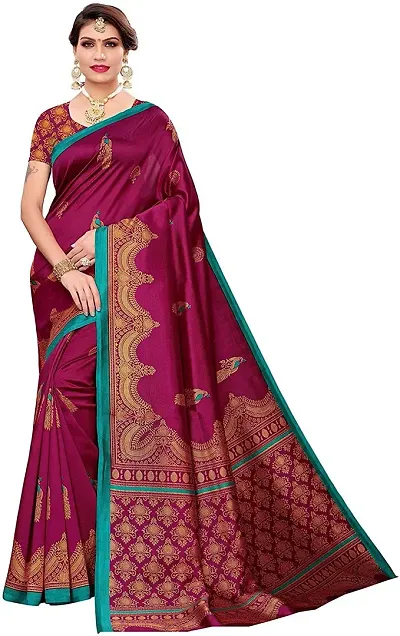 Multicoloured Art Silk Saree with Blouse piece