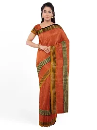 Stylish Orange Cotton Silk Solid Saree with Blouse piece For Women-thumb1