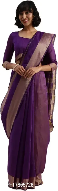 Women Stylish Art Silk Solid Saree with Blouse piece-thumb3