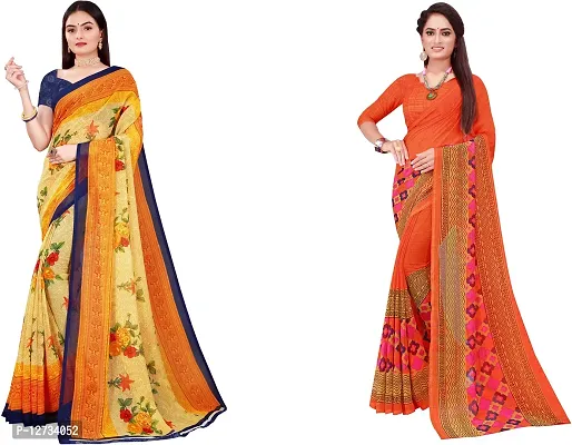 Stylish Fancy Georgette Saree With Blouse Piece For Women Pack Of 2