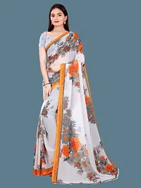 Stylish Orange Cotton Silk Printed Saree with Blouse piece For Women-thumb1