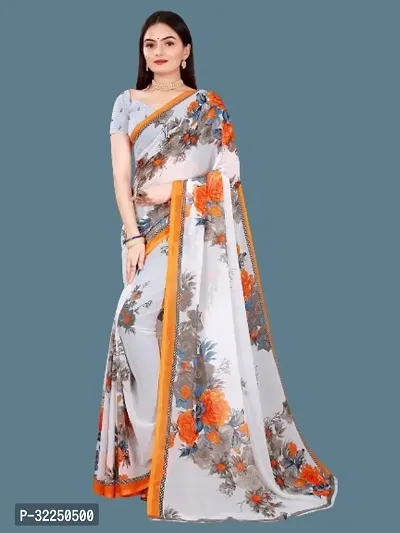 Stylish Orange Cotton Silk Printed Saree with Blouse piece For Women-thumb2