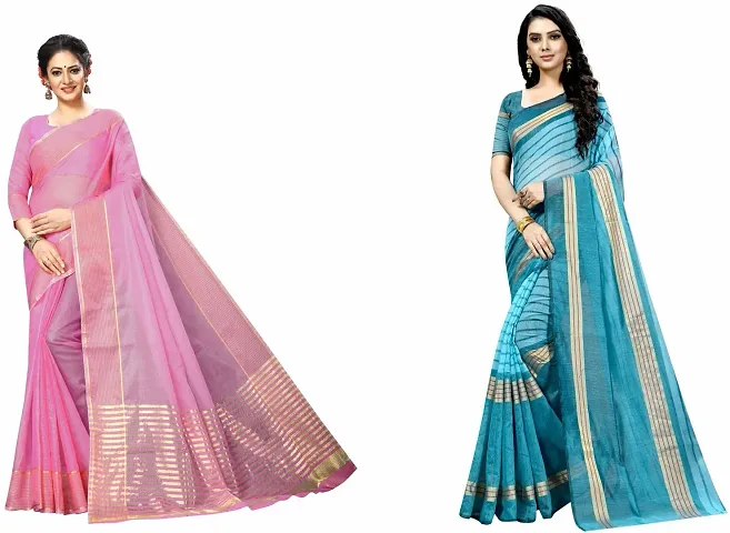 Beautiful Art Silk Saree with Blouse piece Pack Of 2