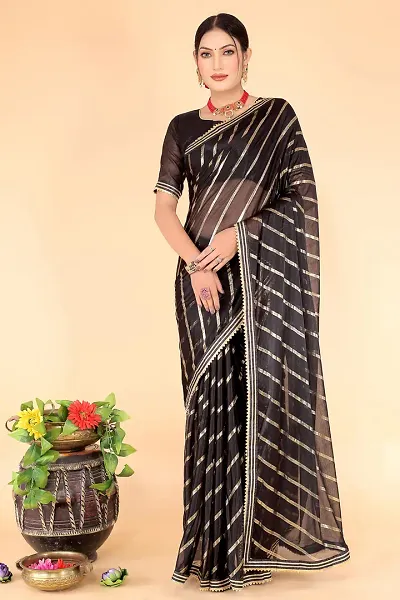 Trending Art Silk Foil Print Sarees with Blouse piece