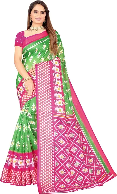 Stylish Art Silk Ikat Sarees With Blouse Piece