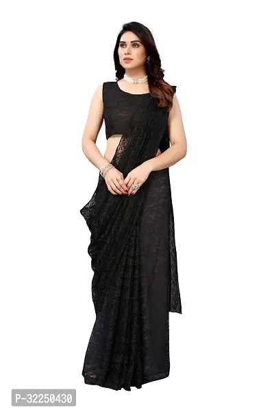 Stylish Black Cotton Silk Solid Saree with Blouse piece For Women-thumb3