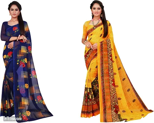 Women Stylish Georgette Printed Saree with Blouse piece