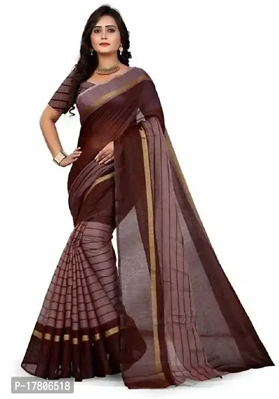 Women Stylish Cotton Silk Striped Saree with Blouse piece