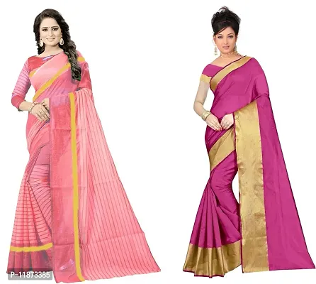 Stylish Fancy Georgette Saree With Blouse Piece Combo For Women Pack Of 2