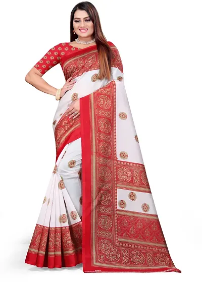 Beautiful Printed Art Silk Saree With running Blouse piece