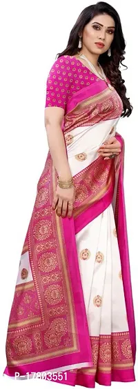 Women Stylish Art Silk Printed Saree with Blouse piece-thumb3