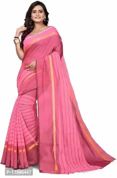 Women Stylish Cotton Silk Striped Saree with Blouse piece