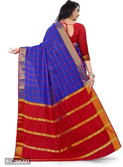 Women Stylish Cotton Silk Woven Design Saree with Blouse piece-thumb2