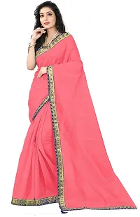 Women Stylish Art Silk Solid Saree with Blouse piece-thumb1