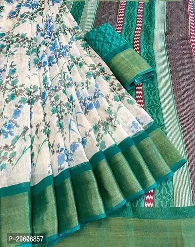 Beautiful Cotton Silk Saree With Blouse Piece For Women-thumb0