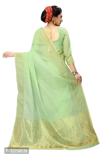 Stylish Green Cotton Silk Solid Saree with Blouse piece For Women-thumb2