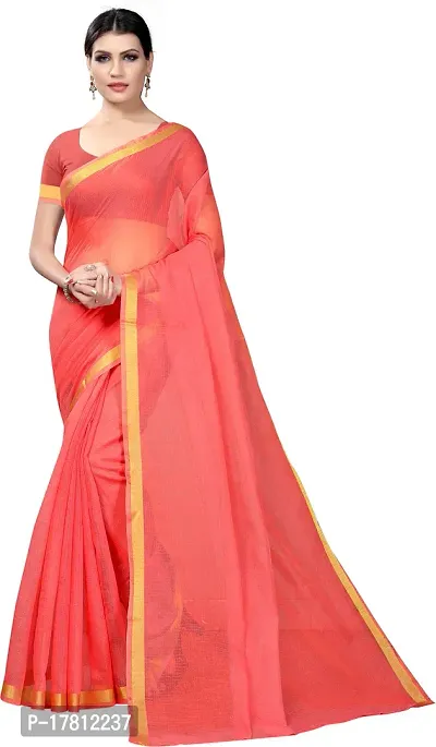 Women Stylish Art Silk Solid Saree with Blouse piece-thumb2