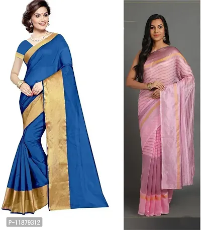 Stylish Fancy Georgette Saree With Blouse Piece Combo For Women Pack Of 2-thumb0