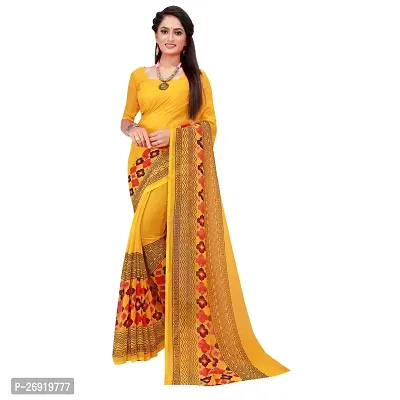 Elegant Georgette Printed Women Saree with Blouse piece-thumb0