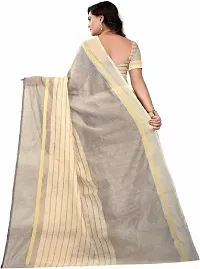 Women Stylish Cotton Silk Striped Saree with Blouse piece-thumb2