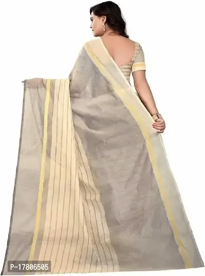 Women Stylish Cotton Silk Striped Saree with Blouse piece-thumb3